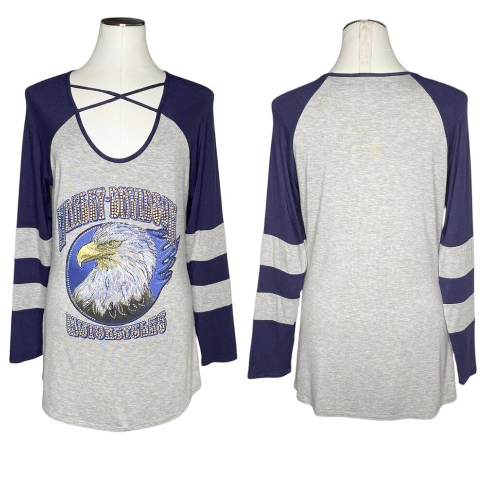 Harley Davidson Groovy Move Rhinestone Long Sleeve Tunic Top